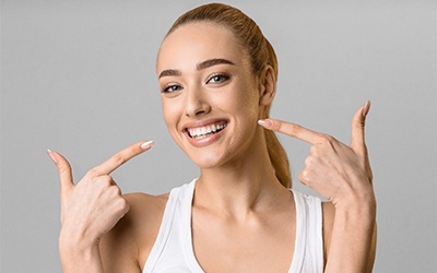 woman showing off smile