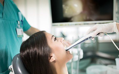 Woman receiving intraoral images