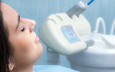 Relaxed woman in dental chair